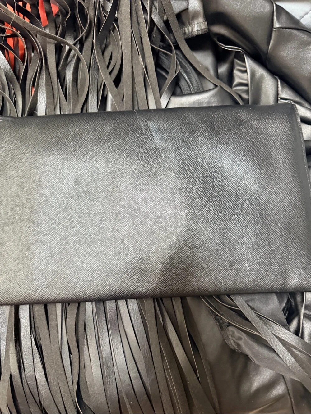 Classic Black Leather Envelope Clutch with Gold Turn-Lock